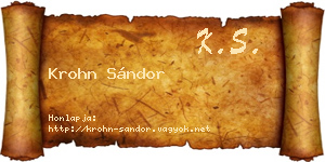 Krohn Sándor névjegykártya